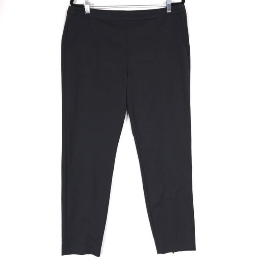 ST. JOHN Dress Pants Women's Size 14 USA🇺🇸MADE Black Zip Hem Side Zip